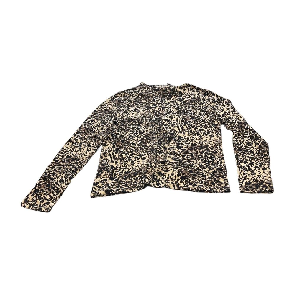Studio Works Top Women's XL Leopard Print Cotton High Neck Long Sleeve Pullover - Picture 3 of 8